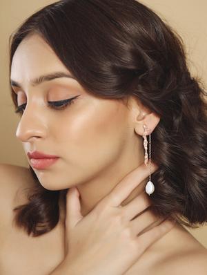 pink brass studs earring - 18393397 - Standard Image - 5