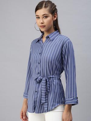 long sleeved striped regular shirt - 18393460 - Standard Image - 2