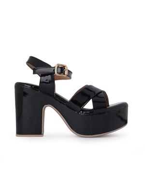 black synthetic slip on sandals - 18393510 - Standard Image - 3