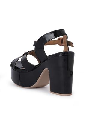 black synthetic slip on sandals - 18393510 - Standard Image - 4