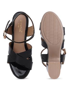 black synthetic slip on sandals - 18393510 - Standard Image - 5