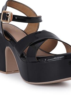 black synthetic slip on sandals - 18393510 - Standard Image - 6