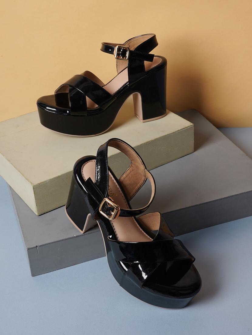black synthetic slip on sandals - 18393510 - Zoom Image - 1