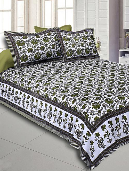 texstylehome 100% cotton jaipuri traditional print double bedsheet with 2 pillow covers - 18393565 - Very Small Image - 1