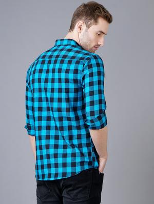 blue checkered casual shirt - 18393607 - Standard Image - 3