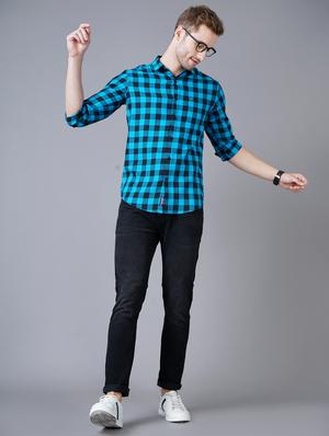 blue checkered casual shirt - 18393607 - Standard Image - 4