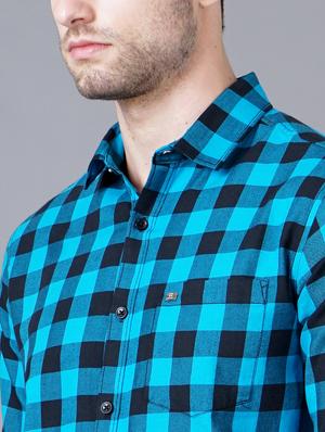 blue checkered casual shirt - 18393607 - Standard Image - 5