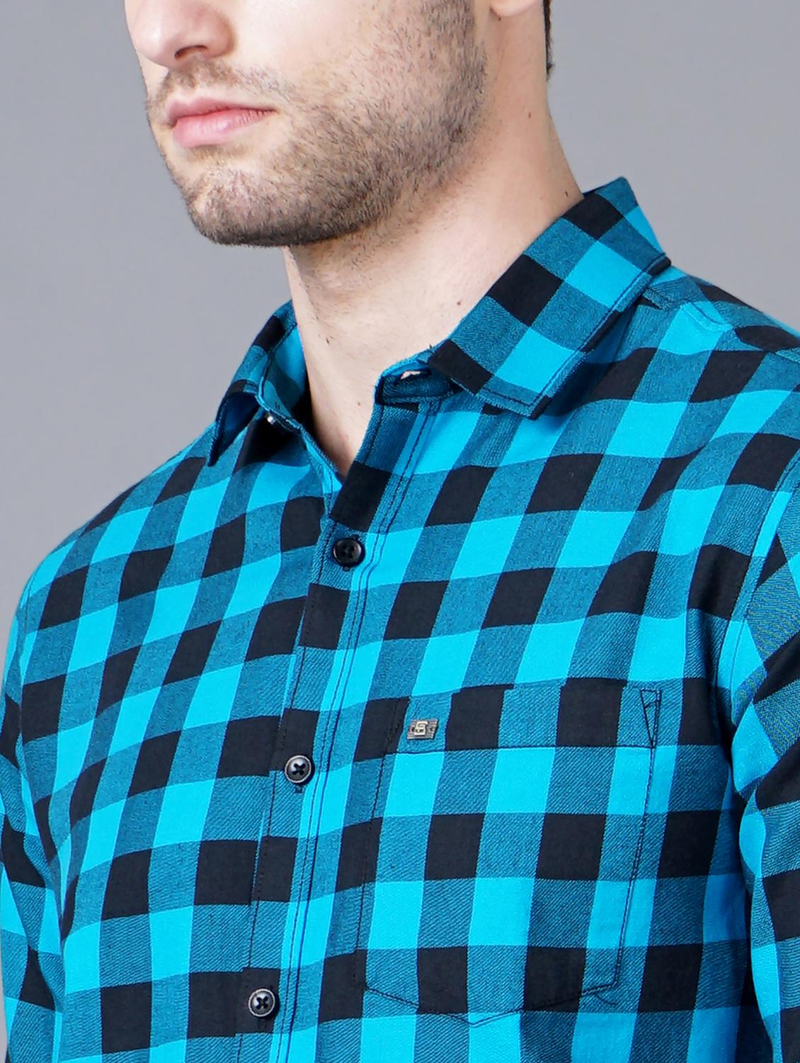 blue checkered casual shirt - 18393607 - Zoom Image - 5
