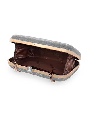 grey printed box clutch - 18393937 - Standard Image - 3