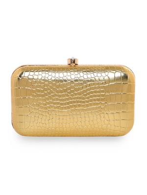 gold textured box clutch - 18393945 - Standard Image - 2