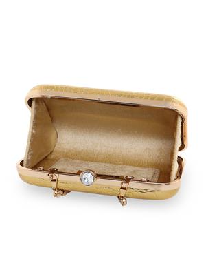 gold textured box clutch - 18393945 - Standard Image - 3