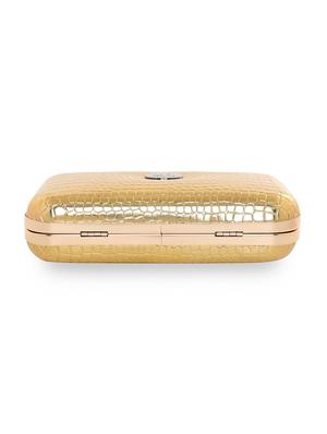 gold textured box clutch - 18393945 - Standard Image - 4