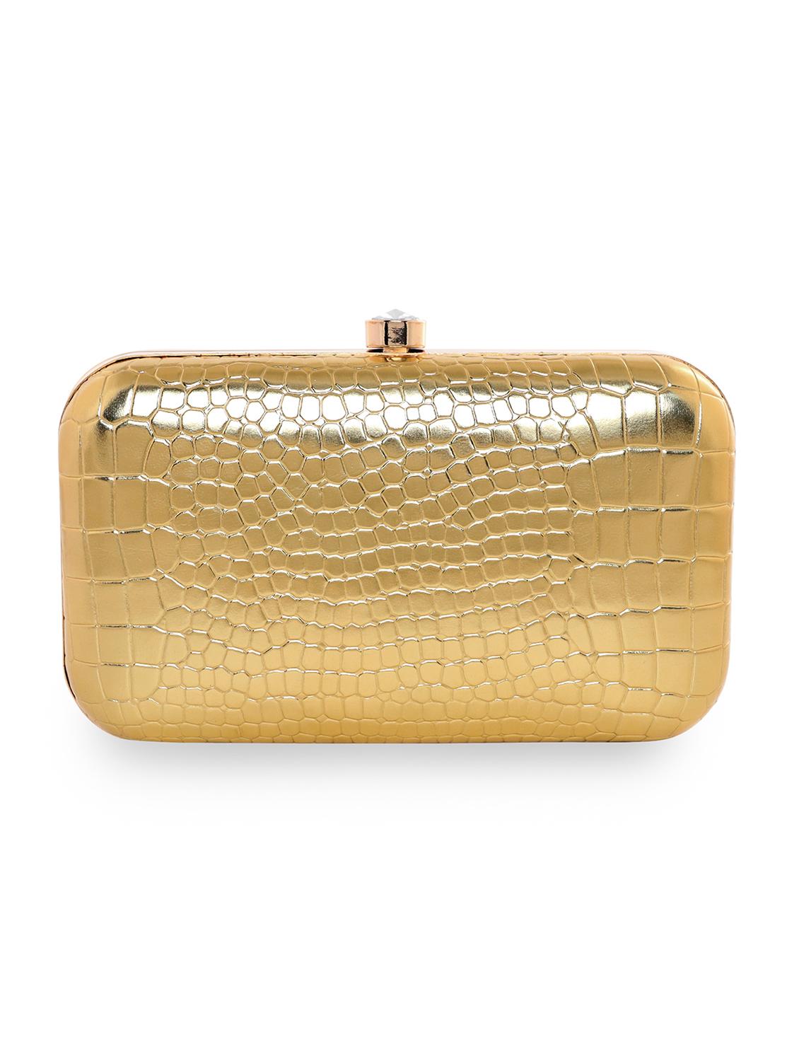 gold textured box clutch - 18393945 - Zoom Image - 2