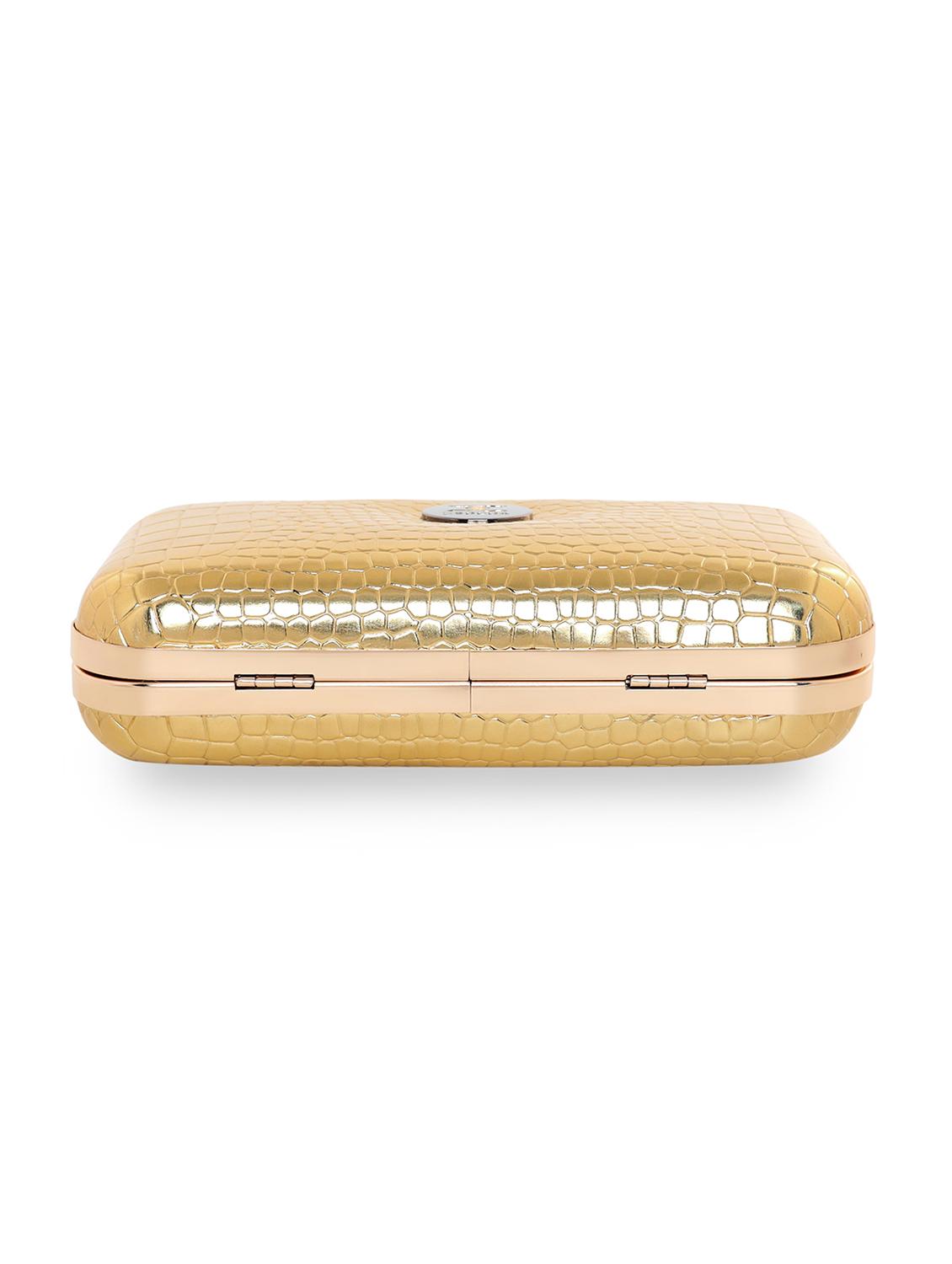 gold textured box clutch - 18393945 - Zoom Image - 4