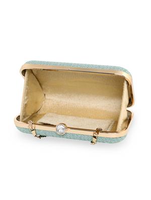 green textured box clutch - 18393948 - Standard Image - 3