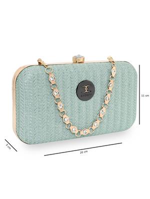 green textured box clutch - 18393948 - Standard Image - 5