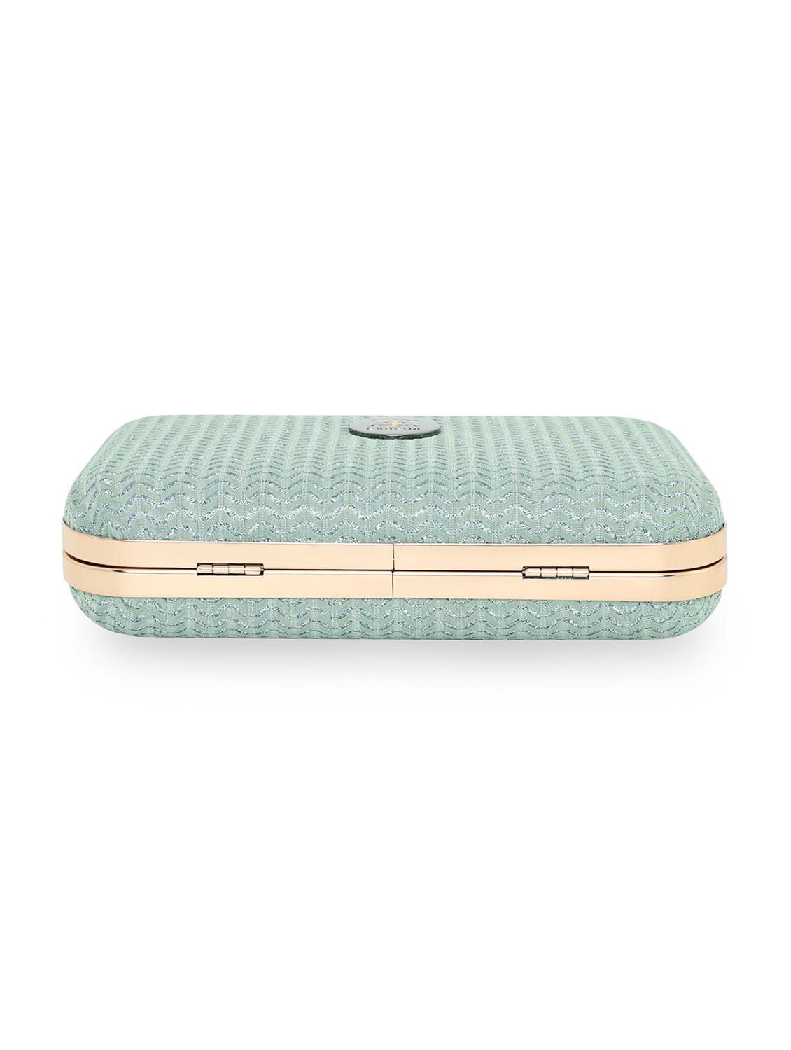 green textured box clutch - 18393948 - Zoom Image - 4