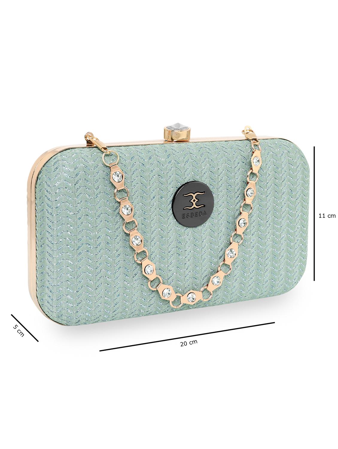 green textured box clutch - 18393948 - Zoom Image - 5