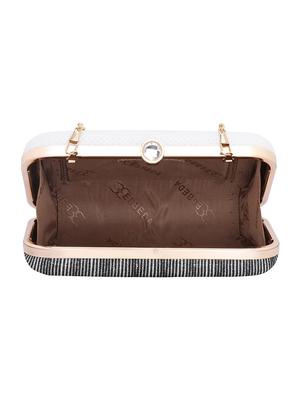 white textured box clutch - 18393953 - Standard Image - 3