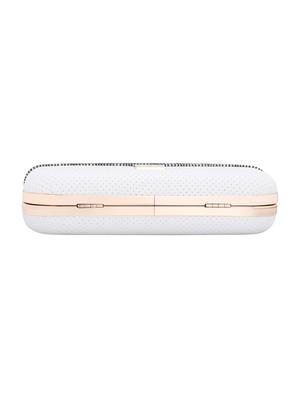 white textured box clutch - 18393953 - Standard Image - 4