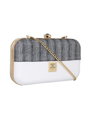 white textured box clutch - 18393953 - Standard Image - 5
