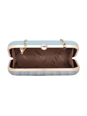 blue textured box clutch - 18393959 - Standard Image - 3