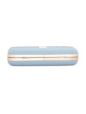 blue textured box clutch - 18393959 - Standard Image - 4