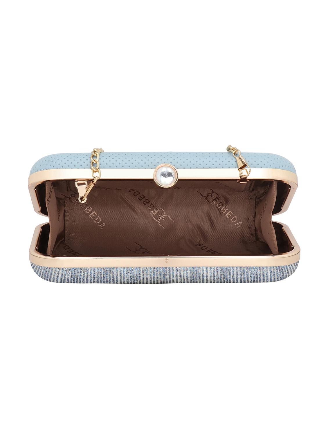 blue textured box clutch - 18393959 - Zoom Image - 3