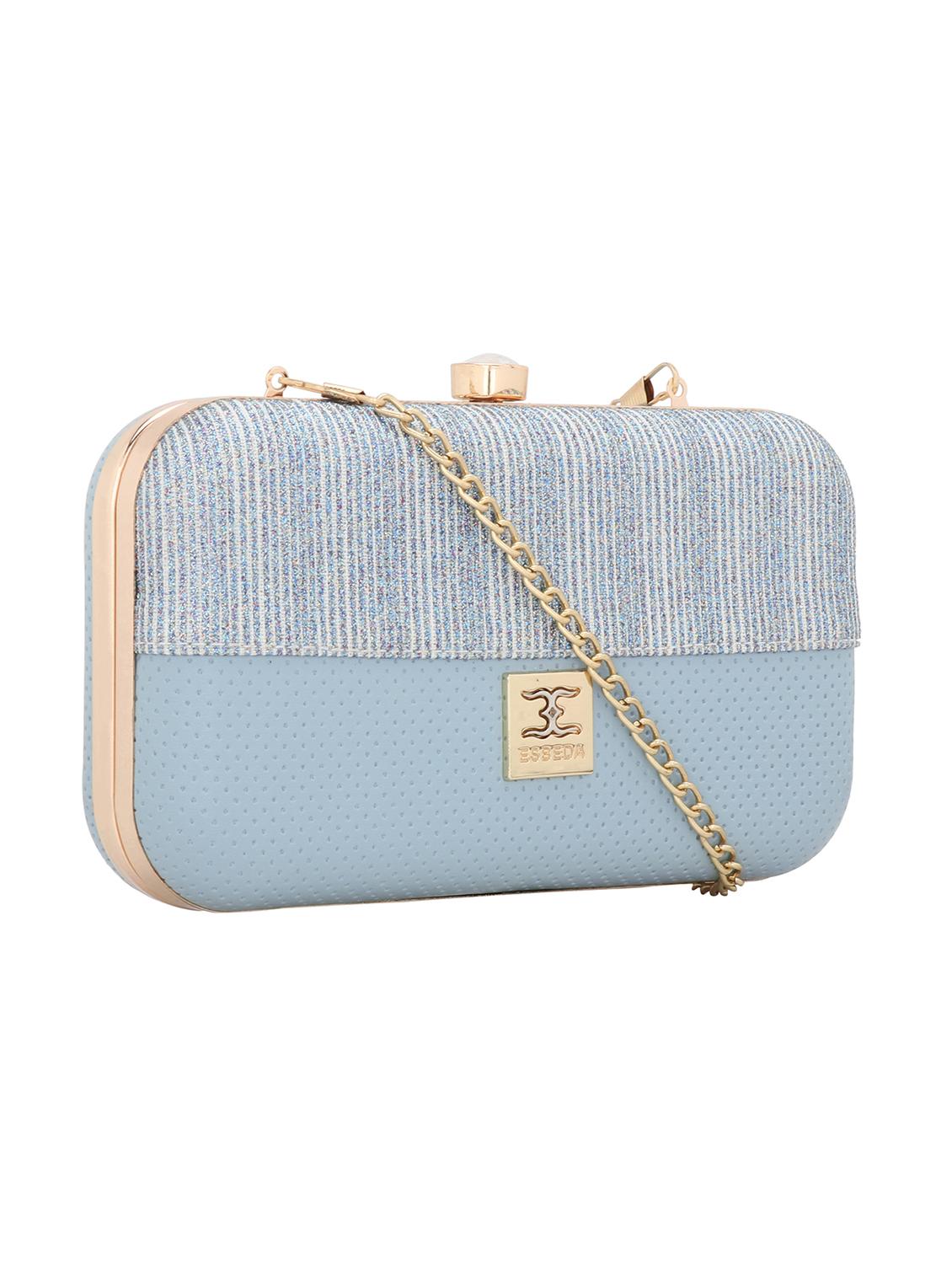 blue textured box clutch - 18393959 - Zoom Image - 5