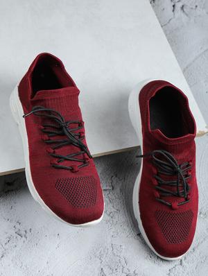 women maroon lace-up sports shoe - 18394568 - Standard Image - 2