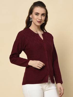 notch neck self design cardigan - 18394649 - Standard Image - 2