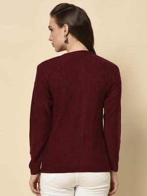 notch neck self design cardigan - 18394649 - Standard Image - 3