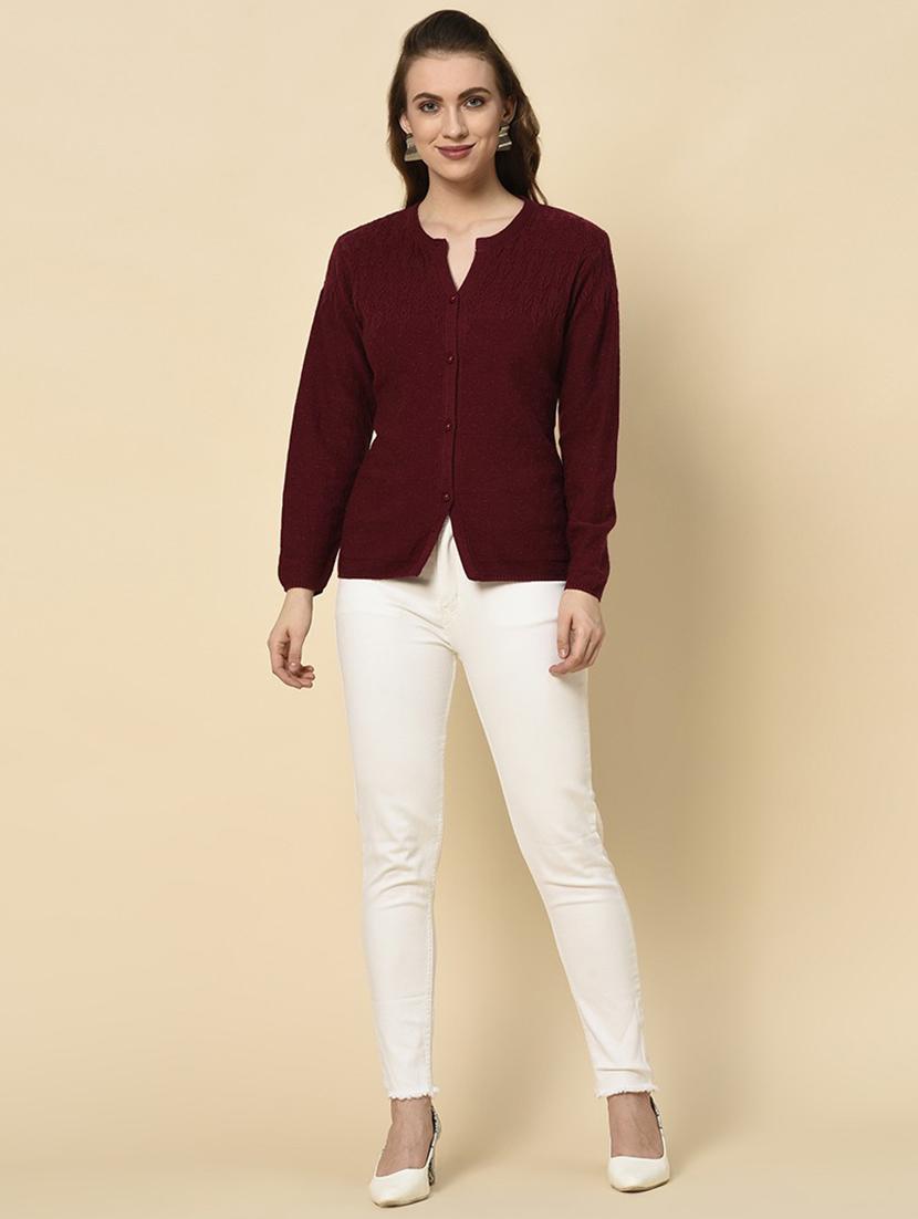 notch neck self design cardigan - 18394649 - Zoom Image - 4