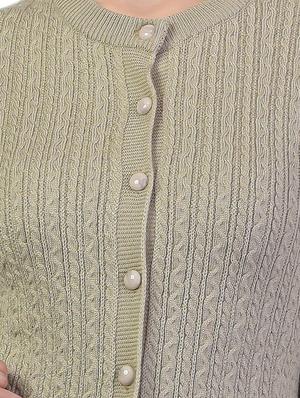 mandarin neck solid cardigan - 18394714 - Standard Image - 4