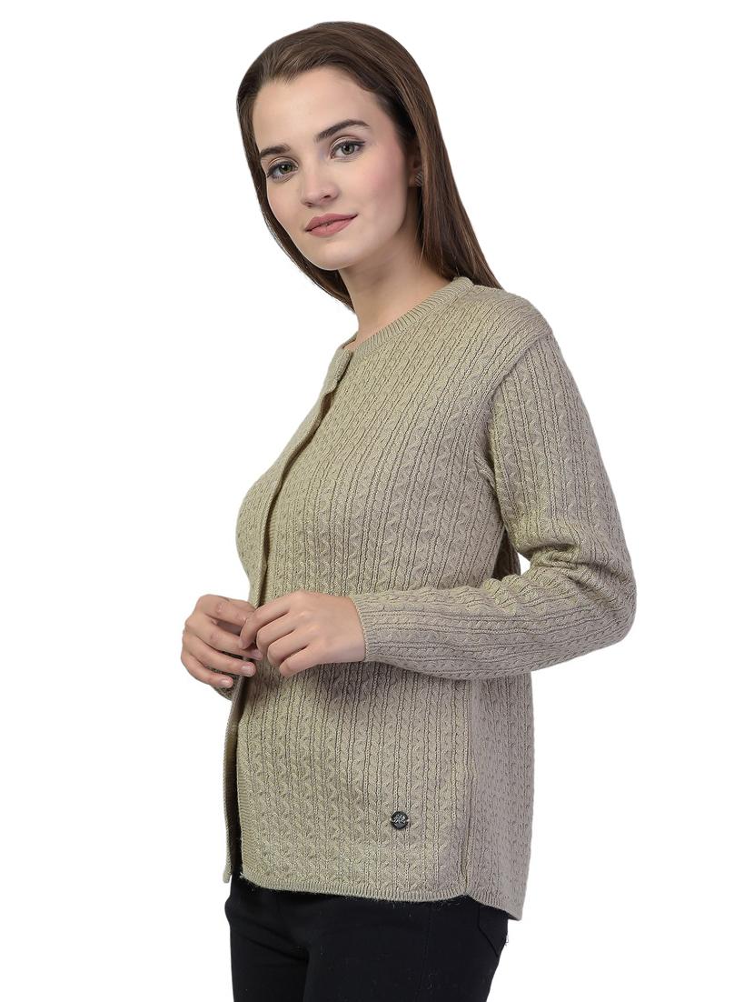 mandarin neck solid cardigan - 18394714 - Zoom Image - 2