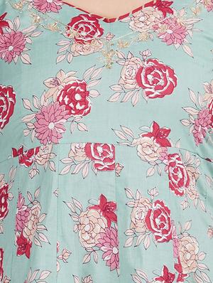 pink printed a-line kurta - 18394829 - Standard Image - 5