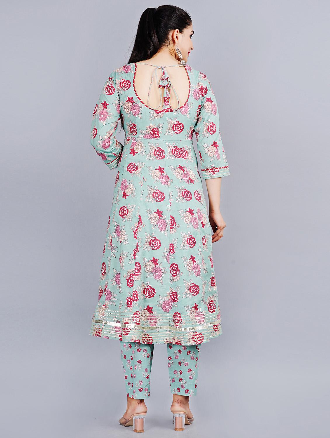 pink printed a-line kurta - 18394829 - Zoom Image - 3