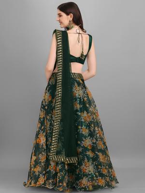 green organza flared lehenga - 18395305 - Standard Image - 3