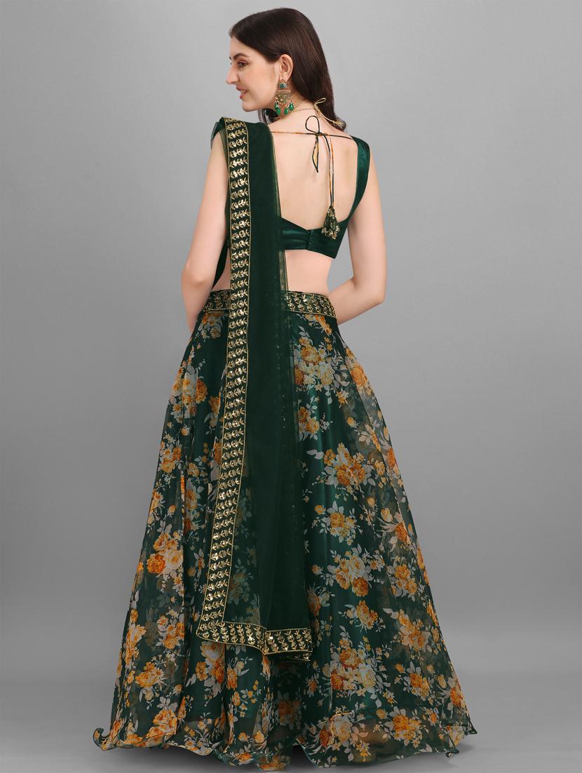 green organza flared lehenga - 18395305 - Zoom Image - 3