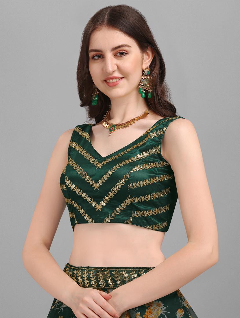 green organza flared lehenga - 18395305 - Zoom Image - 4