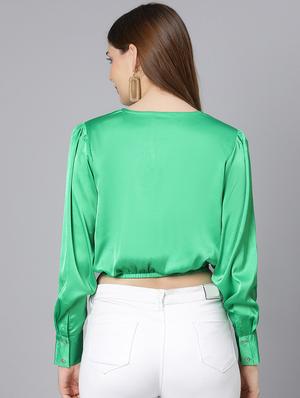 v-neck solid crop top - 18395767 - Standard Image - 3