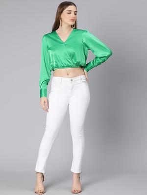 v-neck solid crop top - 18395767 - Standard Image - 4
