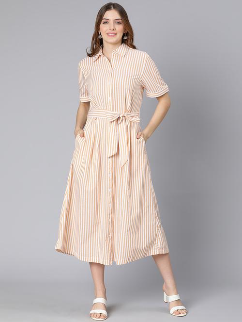 tie front striped shirt dress - 18395821 - Standard Image - 1