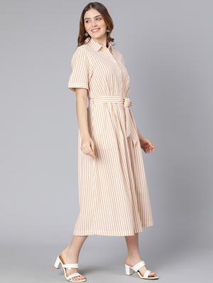tie front striped shirt dress - 18395821 - Standard Image - 2