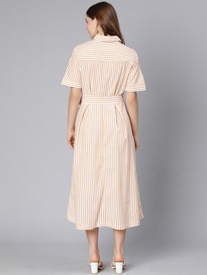 tie front striped shirt dress - 18395821 - Standard Image - 3