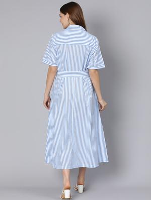tie front striped shirt dress - 18395823 - Standard Image - 3