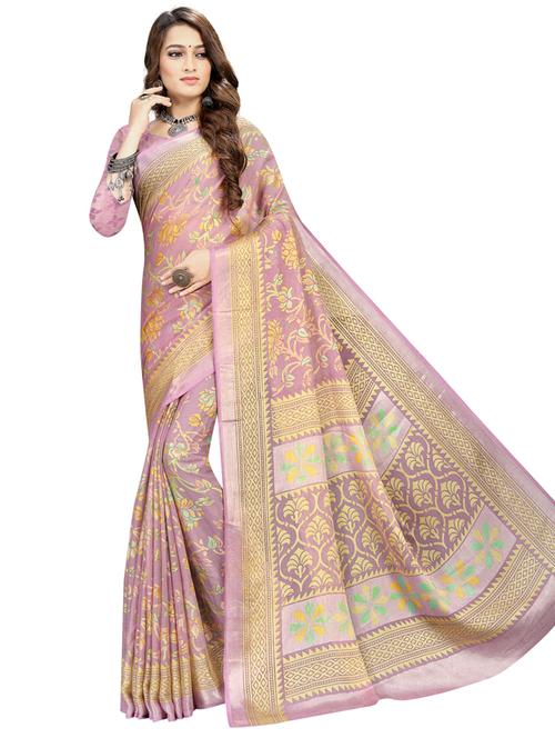 purple printed saree with blouse - 18395999 - Standard Image - 1