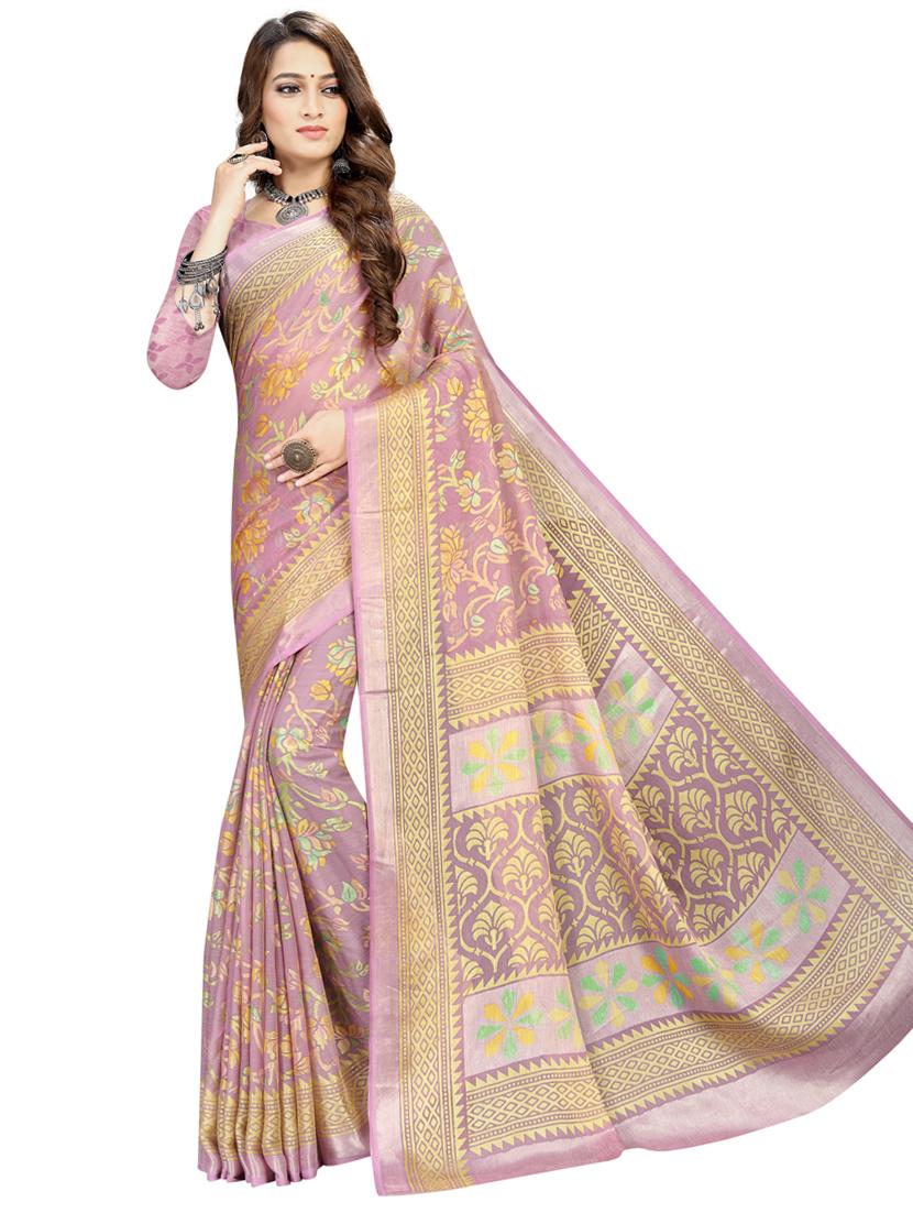 purple printed saree with blouse - 18395999 - Zoom Image - 1