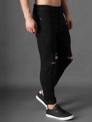 black slash knee denim jean - 18396042 - Standard Image - 2