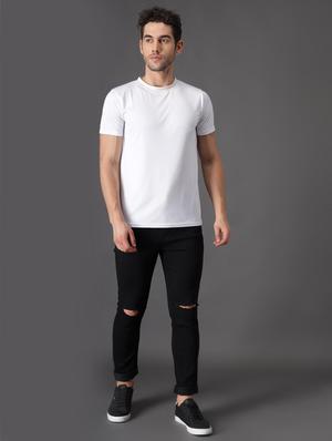 black slash knee denim jean - 18396042 - Standard Image - 5